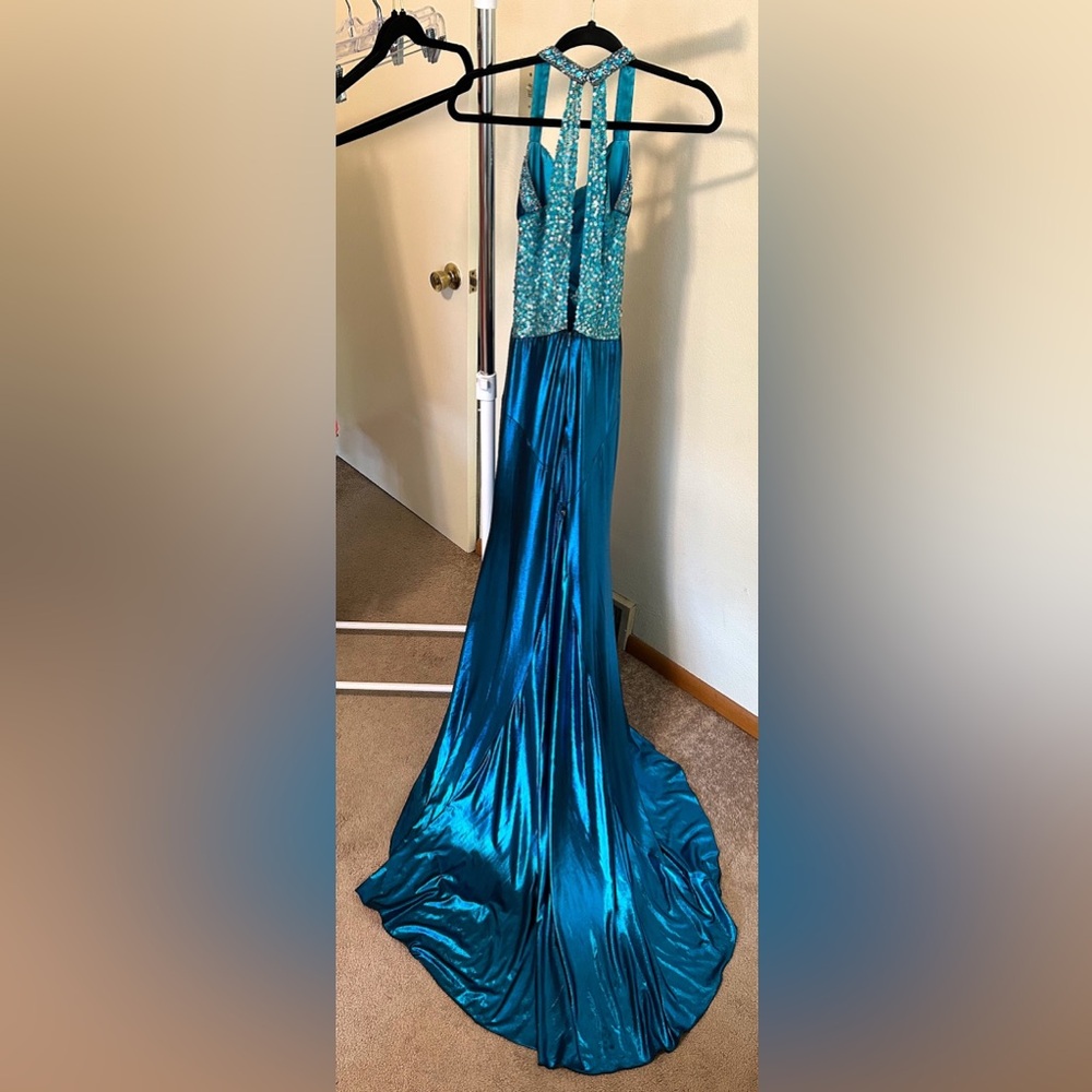 Studio 17 Embellished Metallic Prom Gown Size 6 - Picture 3 of 5